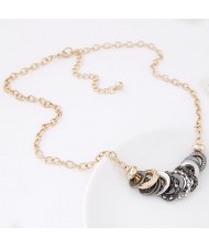 Snake Skin Texture Rings Pendant Golden Chain Necklace