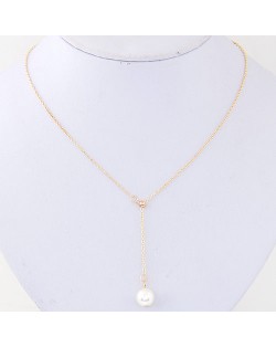 Elegant Dangling Pearl Simplistic Golden Chain Fashion Necklace
