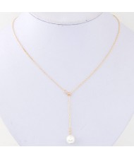 Elegant Dangling Pearl Simplistic Golden Chain Fashion Necklace