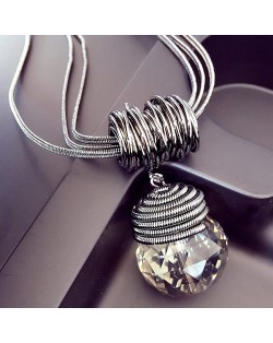 Delicate Crystal Waterdrop Pendant Multi-layer Long Chain Fashion Necklace