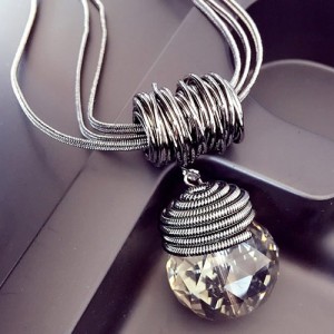 Delicate Crystal Waterdrop Pendant Multi-layer Long Chain Fashion Necklace