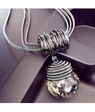 Delicate Crystal Waterdrop Pendant Multi-layer Long Chain Fashion Necklace