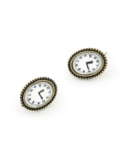 Vintage Clock Design Fashion Ear Studs