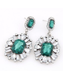 Western High Fashion Gem Inlaid Luxurious Style Ear Studs - Green