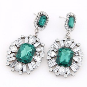 Western High Fashion Gem Inlaid Luxurious Style Ear Studs - Green