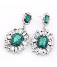 Western High Fashion Gem Inlaid Luxurious Style Ear Studs - Green