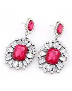 Western High Fashion Gem Inlaid Luxurious Style Ear Studs - Red