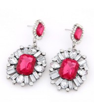 Western High Fashion Gem Inlaid Luxurious Style Ear Studs - Red