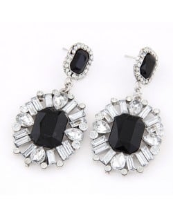 Western High Fashion Gem Inlaid Luxurious Style Ear Studs - Black