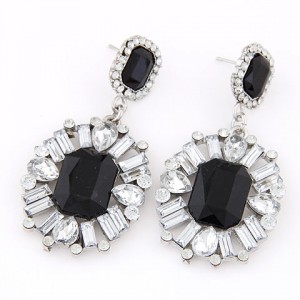 Western High Fashion Gem Inlaid Luxurious Style Ear Studs - Black