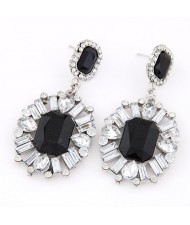 Western High Fashion Gem Inlaid Luxurious Style Ear Studs - Black