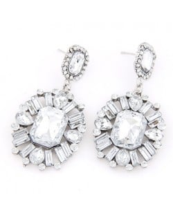 Western High Fashion Gem Inlaid Luxurious Style Ear Studs - White