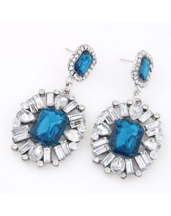 Western High Fashion Gem Inlaid Luxurious Style Ear Studs - Ink Blue