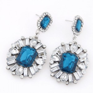 Western High Fashion Gem Inlaid Luxurious Style Ear Studs - Ink Blue