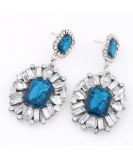 Western High Fashion Gem Inlaid Luxurious Style Ear Studs - Ink Blue