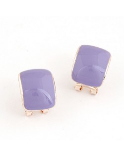 Korean Fashion Oil Spot Glazed Candy Color Square Shape Ear Studs - Purple
