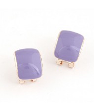 Korean Fashion Oil Spot Glazed Candy Color Square Shape Ear Studs - Purple