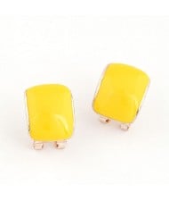 Korean Fashion Oil Spot Glazed Candy Color Square Shape Ear Studs - Yellow