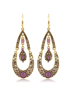 Gorgeous Dual Layers Waterdrops Design Dangling Fashion Earrings - Purple