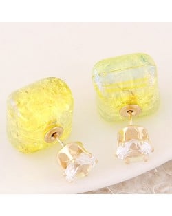 Jelly Texture Square Shape Fashion Ear Studs - Banana