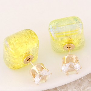 Jelly Texture Square Shape Fashion Ear Studs - Banana