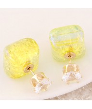 Jelly Texture Square Shape Fashion Ear Studs - Banana