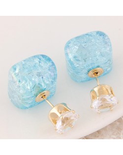 Jelly Texture Square Shape Fashion Ear Studs - Sky Blue