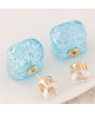Jelly Texture Square Shape Fashion Ear Studs - Sky Blue