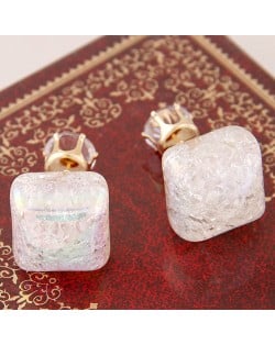 Jelly Texture Square Shape Fashion Ear Studs - White