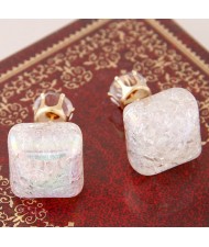 Jelly Texture Square Shape Fashion Ear Studs - White
