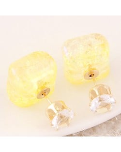 Jelly Texture Square Shape Fashion Ear Studs - Yellow