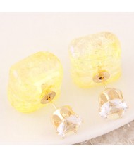 Jelly Texture Square Shape Fashion Ear Studs - Yellow