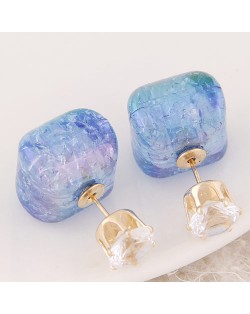 Jelly Texture Square Shape Fashion Ear Studs - Blue