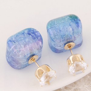 Jelly Texture Square Shape Fashion Ear Studs - Blue