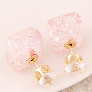 Jelly Texture Square Shape Fashion Ear Studs - Light Pink