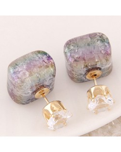 Jelly Texture Square Shape Fashion Ear Studs - Gray