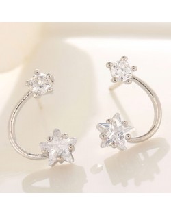 Korean Fashion Sweet Meteor Inspired Design Fashion Ear Studs - Silver