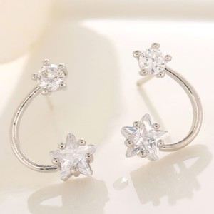 Korean Fashion Sweet Meteor Inspired Design Fashion Ear Studs - Silver