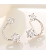 Korean Fashion Sweet Meteor Inspired Design Fashion Ear Studs - Silver