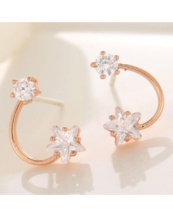 Korean Fashion Sweet Meteor Inspired Design Fashion Ear Studs - Rose Gold