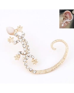 Rhinestone Inlaid Golden Gecko Unilateral Fashion Earring