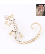 Rhinestone Inlaid Golden Gecko Unilateral Fashion Earring