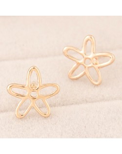 Cute Hollow Flower Design Alloy Fashion Ear Studs - Golden