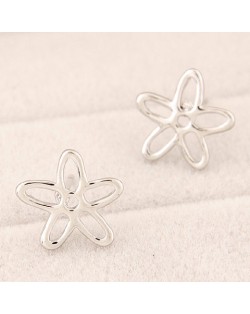 Cute Hollow Flower Design Alloy Fashion Ear Studs - Silver