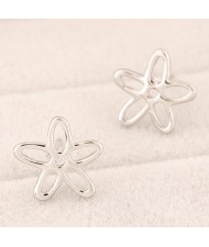 Cute Hollow Flower Design Alloy Fashion Ear Studs - Silver