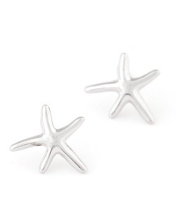 Sweet Starfish Design Alloy Fashion Ear Studs - Silver