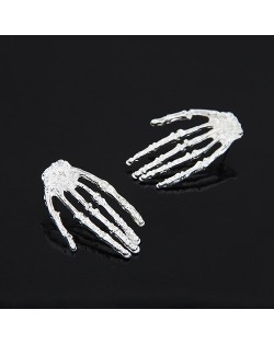 Punk Fashion Skull Hands Fashion Ear Studs - Silver