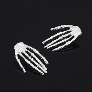 Punk Fashion Skull Hands Fashion Ear Studs - Silver