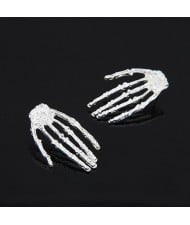 Punk Fashion Skull Hands Fashion Ear Studs - Silver
