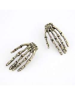Punk Fashion Skull Hands Fashion Ear Studs - Vintage Copper